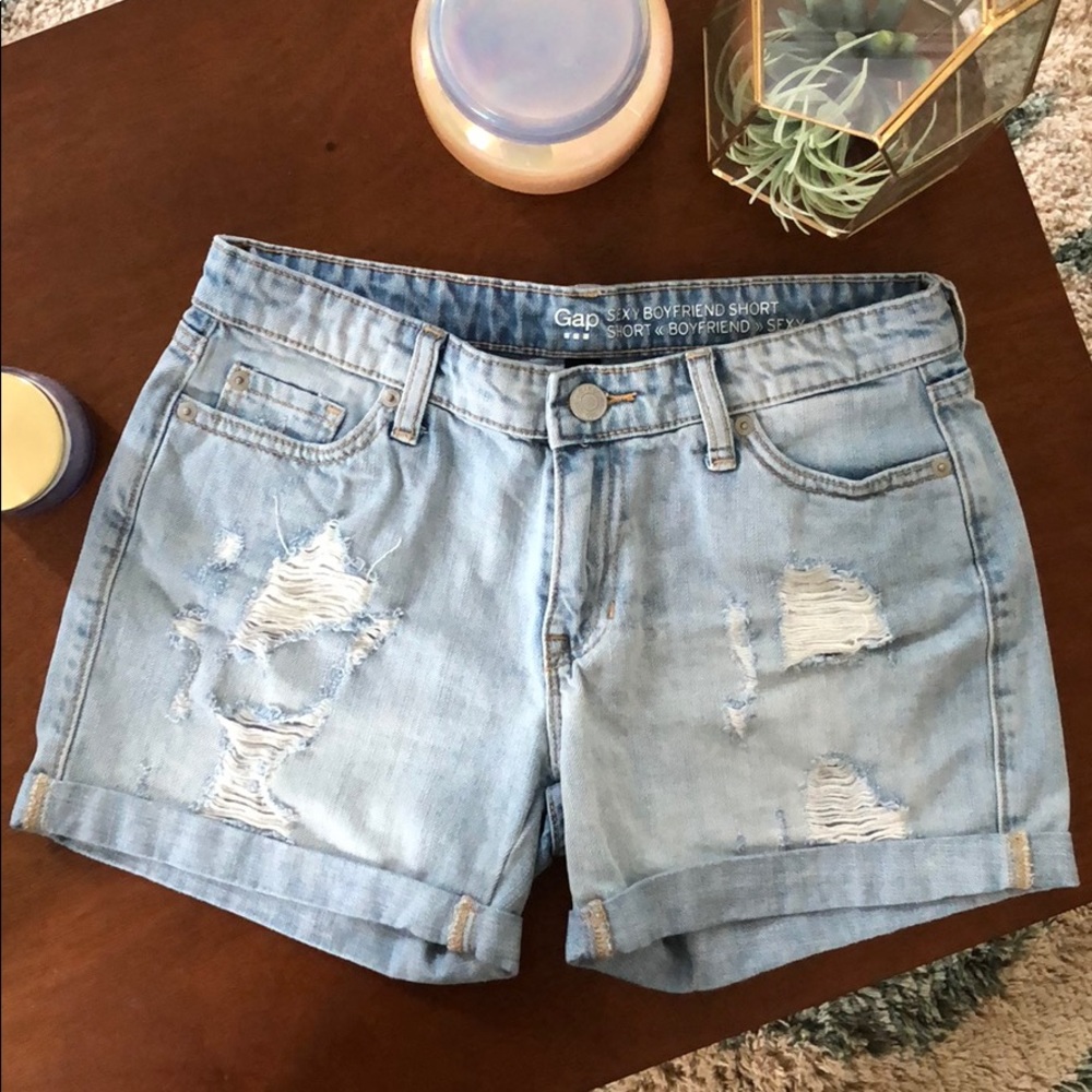 Gap distressed boyfriend shorts